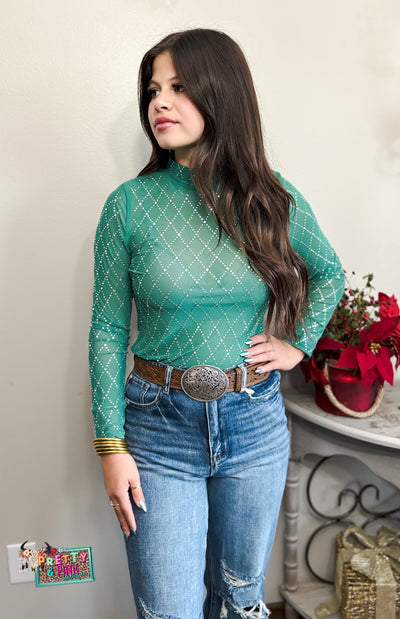 Sparkle All The Way Top (Turquoise)