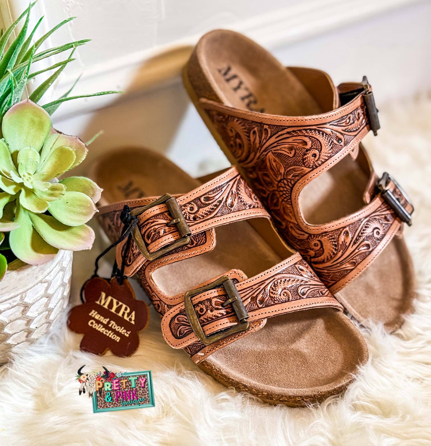 Darla Trail Hand-Tooled Sandals