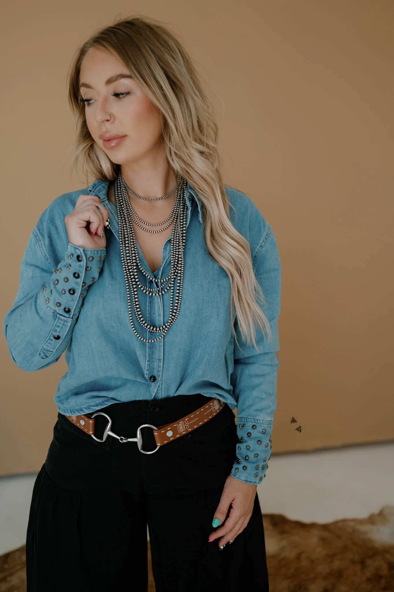 Denim Trails Top