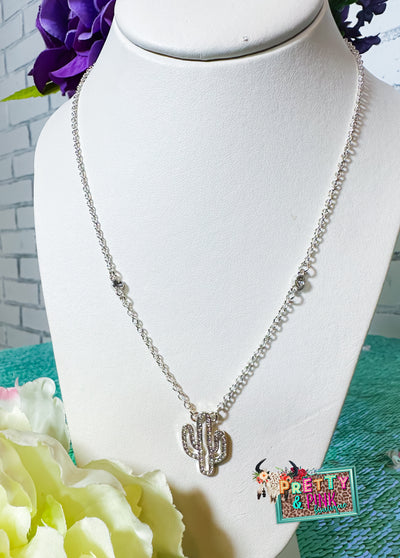 Bling Cactus Stud Necklace