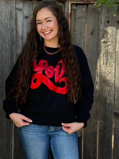 Love in Metallic Red Puff Sweatshirt🩷