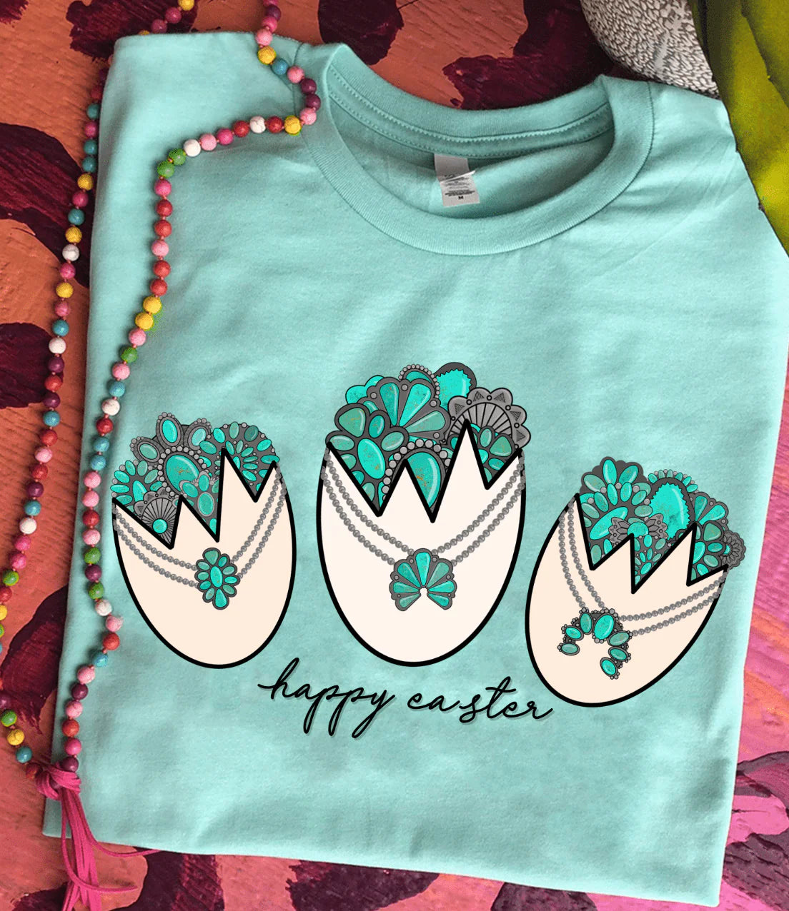 Happy Easter Turquoise Tee🩷