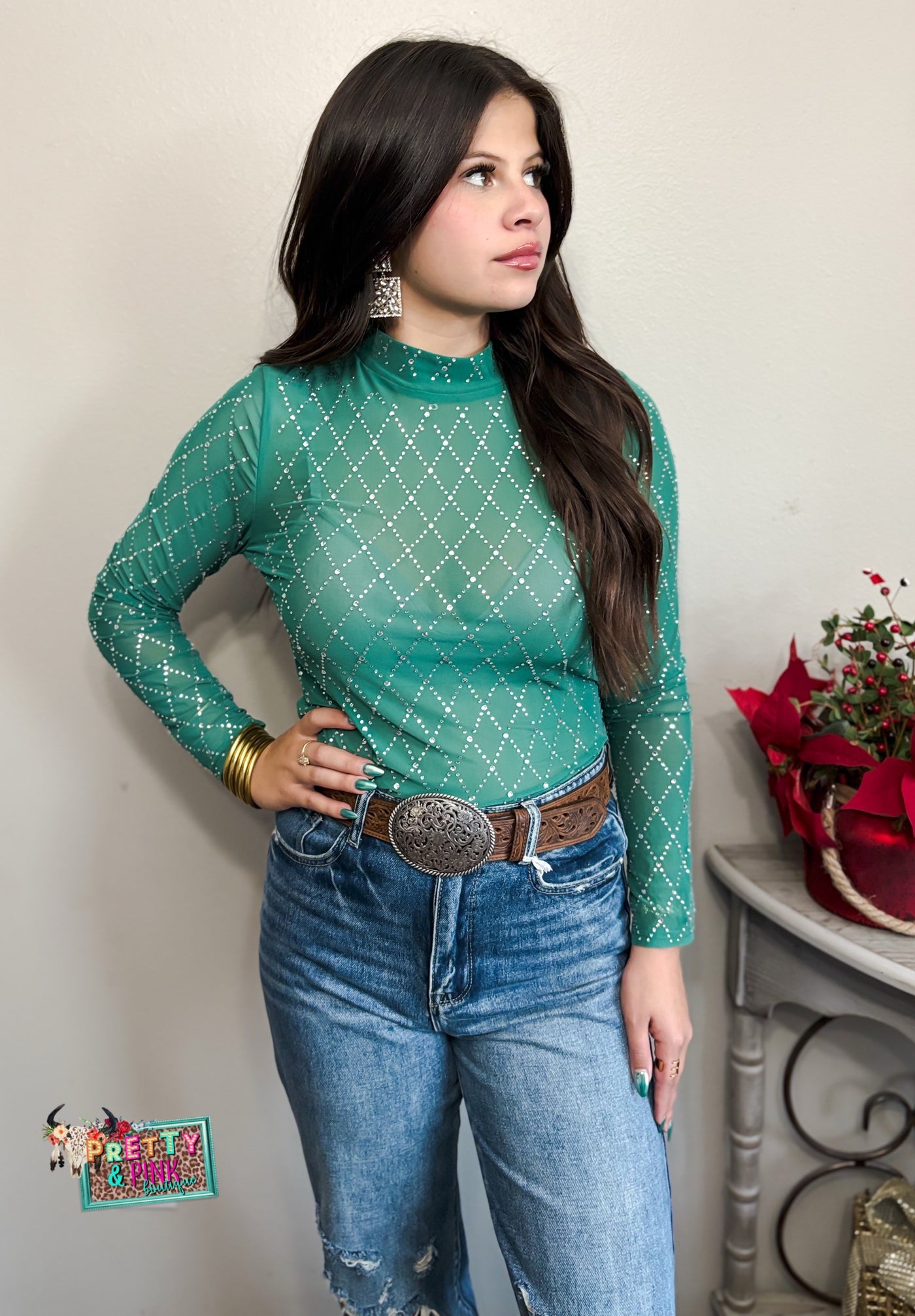 Sparkle All The Way Top (Turquoise)