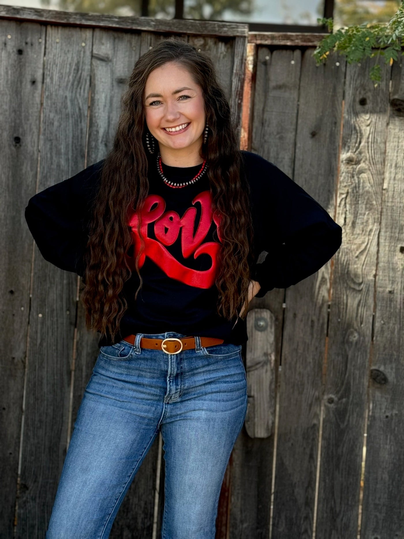 Love in Metallic Red Puff Sweatshirt🩷