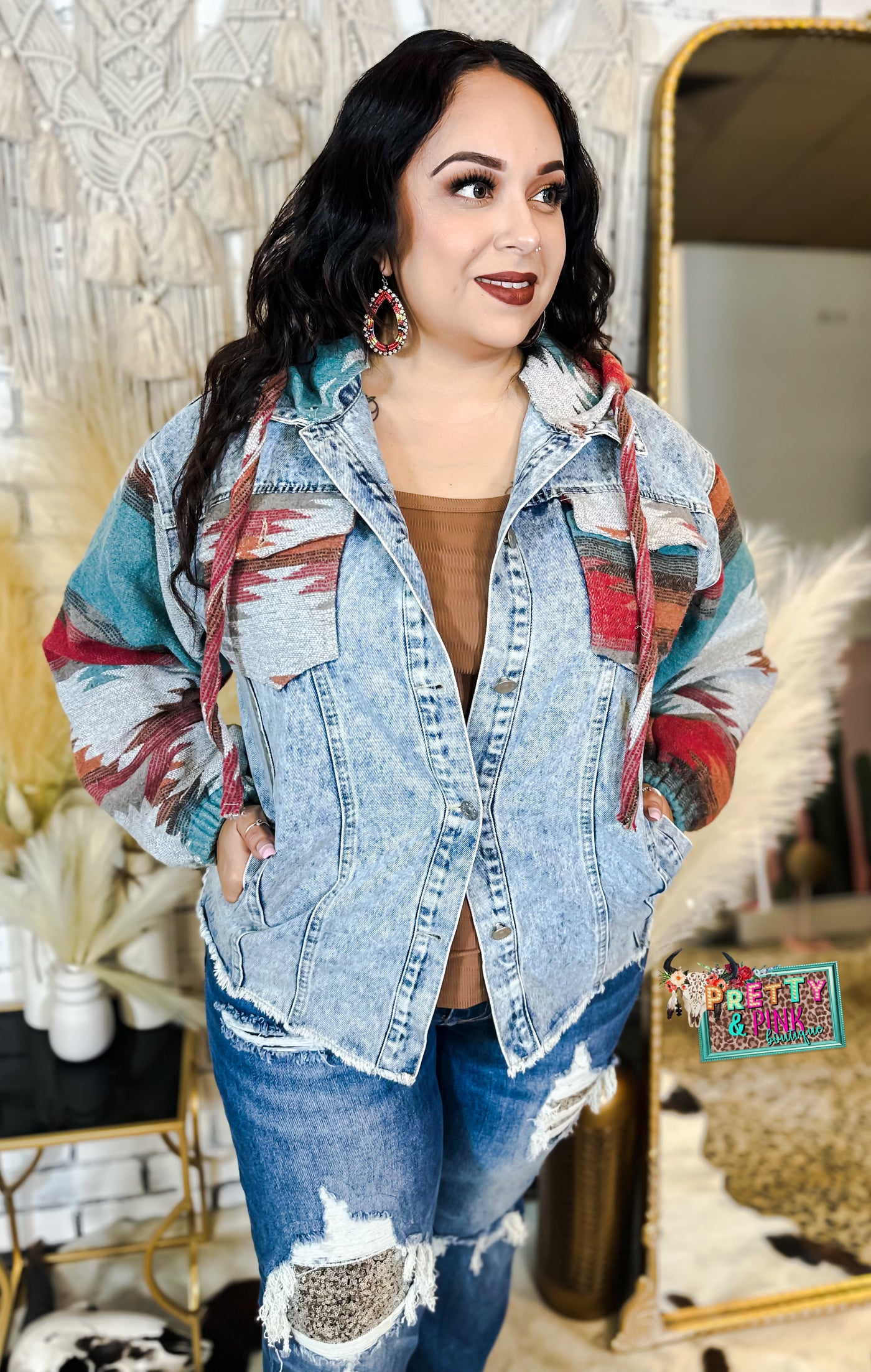 Kristen Aztec Denim Jacket