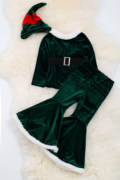 Green Girls Velvety Set