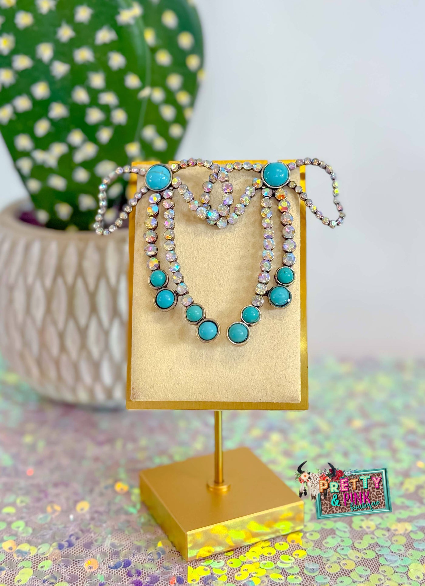 Turquoise Sparkle Bow Earrings