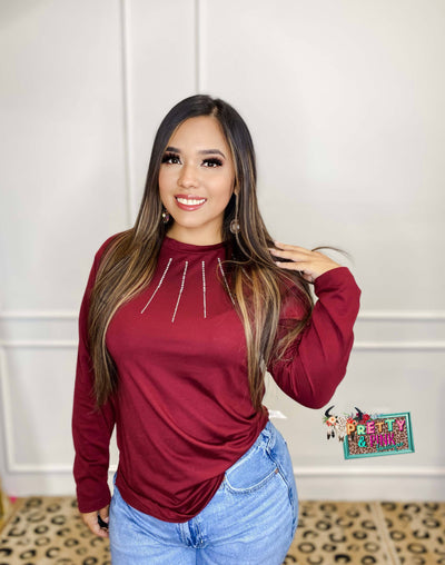 Ava Kiss Top - Maroon