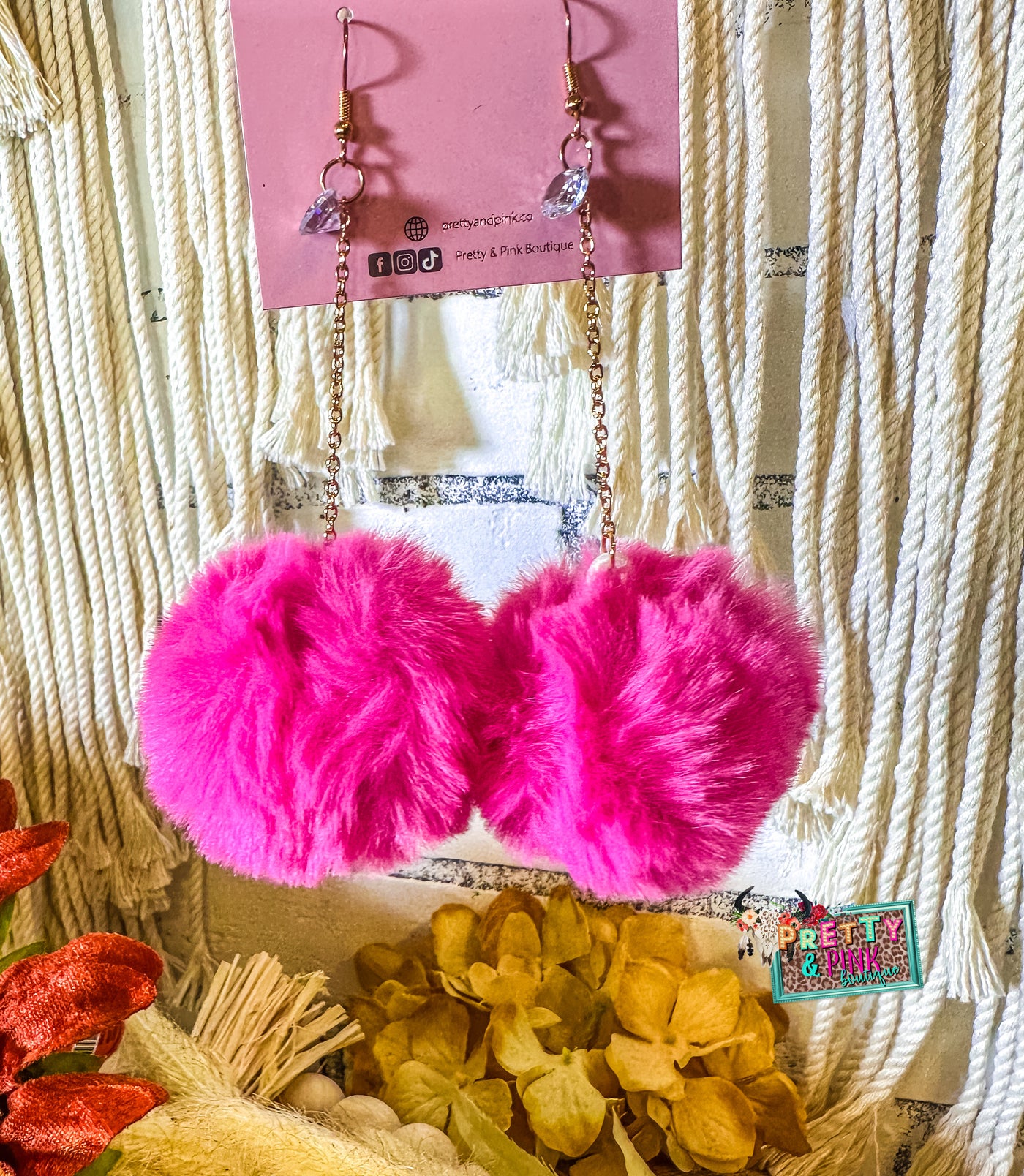 Fluffy & Pink Earrings