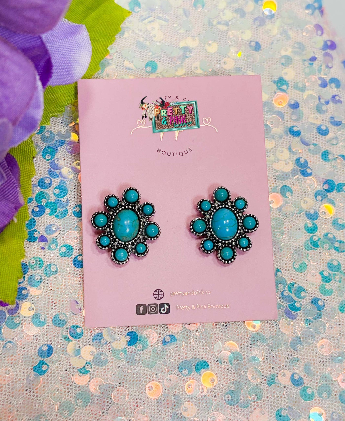 Turquoise Bloom Stud Earrings
