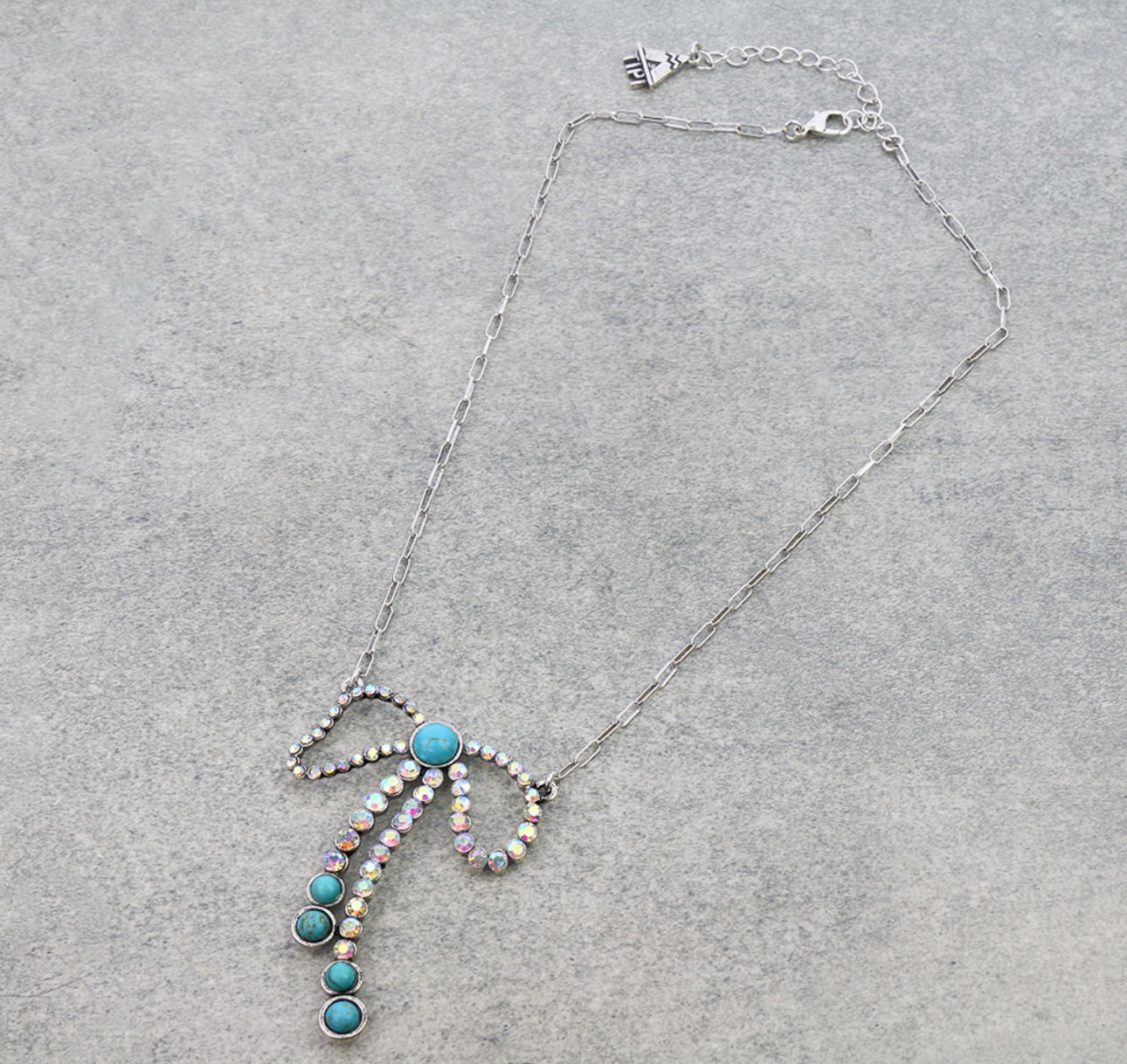Turquoise Sparkle Bow Necklace