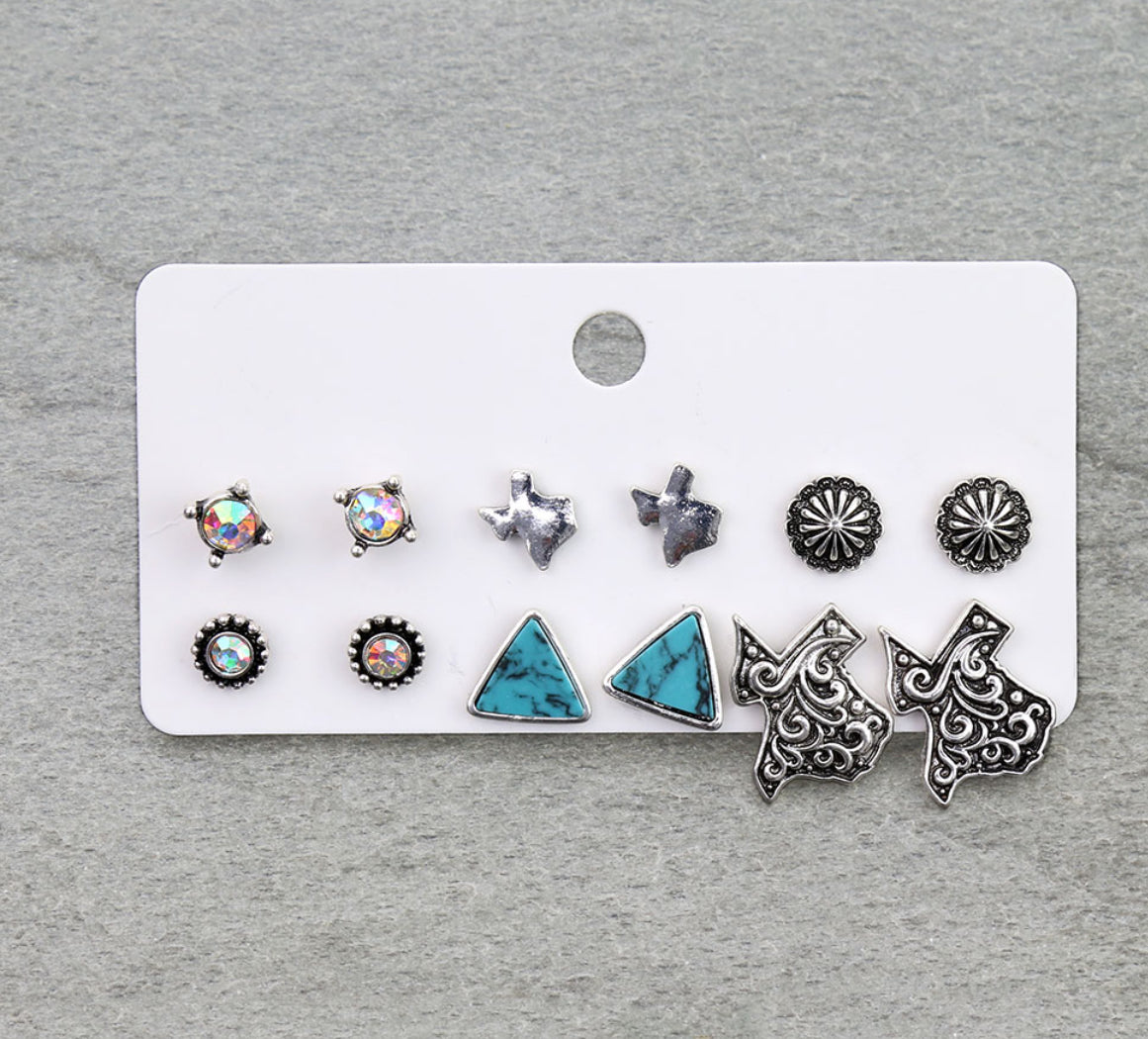 Lone Star Stud Set – 6 Pair Pack