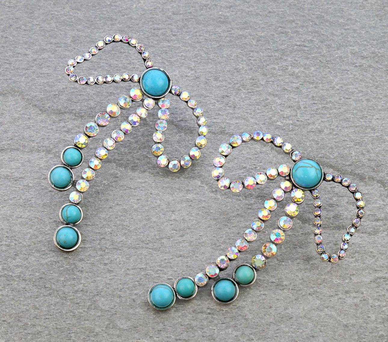 Turquoise Sparkle Bow Earrings