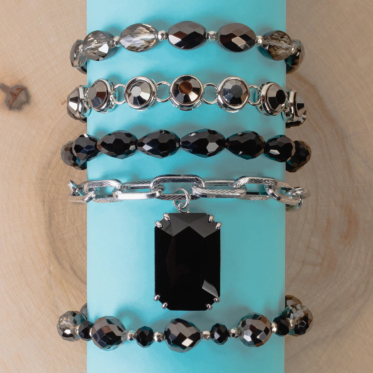 Cora Crystal Stacked Bracelets
