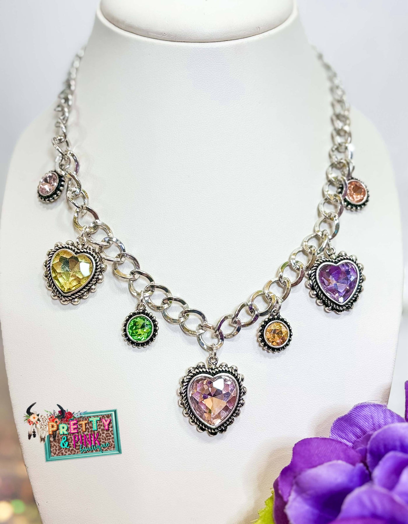 Candy Hearts Charm Necklace