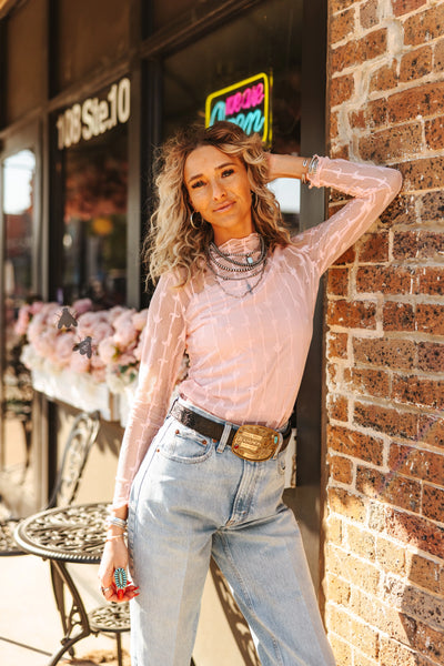 Lariat Lace Top - Dusty Rose