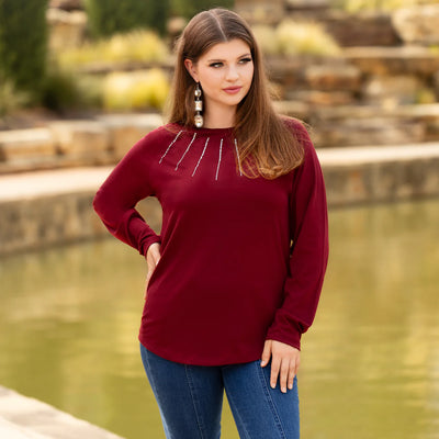 Ava Kiss Top - Maroon