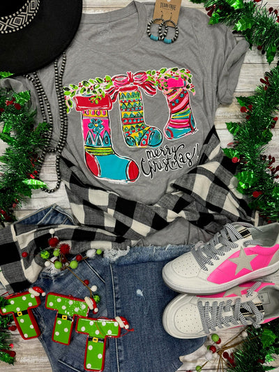 Callie Ann Stelter Merry Christmas Stockings Tee🩷