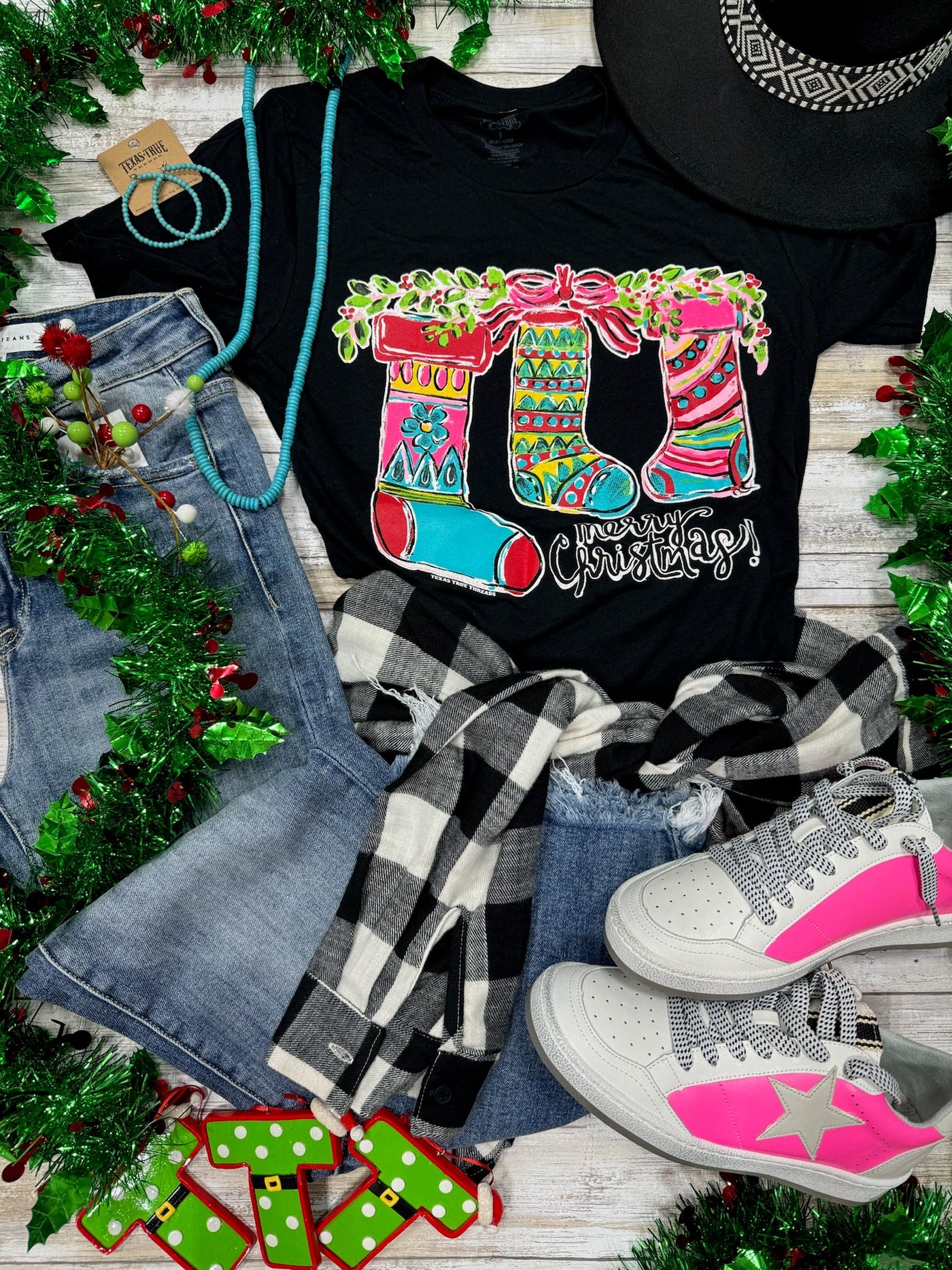 Callie Ann Stelter Merry Christmas Stockings Tee🩷