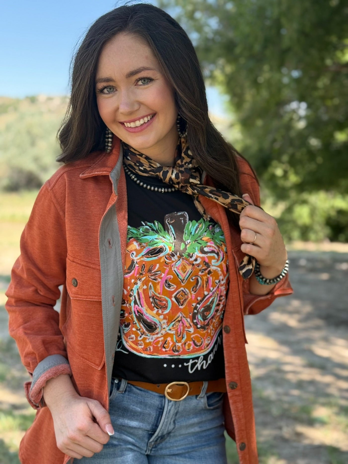 Callie Ann Stelter Thankful Pumpkin Crew Tee & Sweatshirt