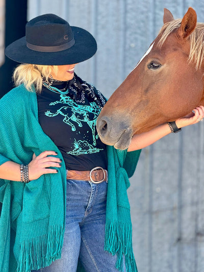 Roughrider in Turquoise Puff Tee🩷