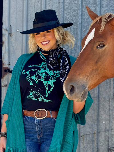 Roughrider in Turquoise Puff Tee🩷