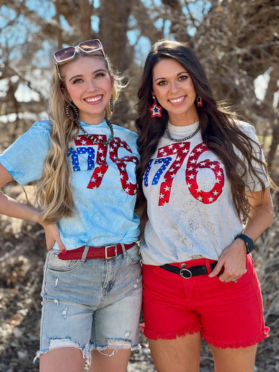1776 in Metallic Puff with Stars Tee🩷