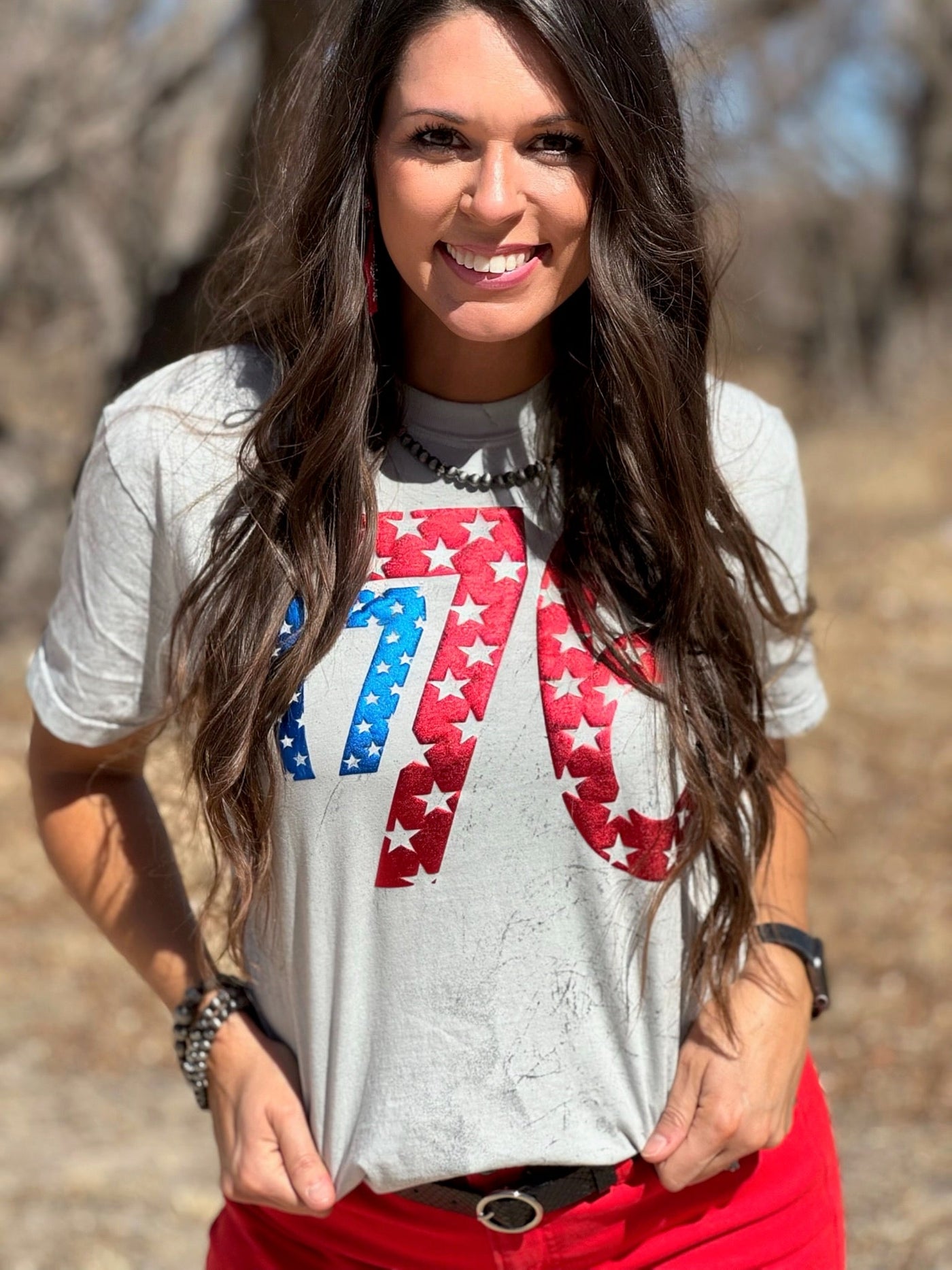 1776 in Metallic Puff with Stars Tee🩷
