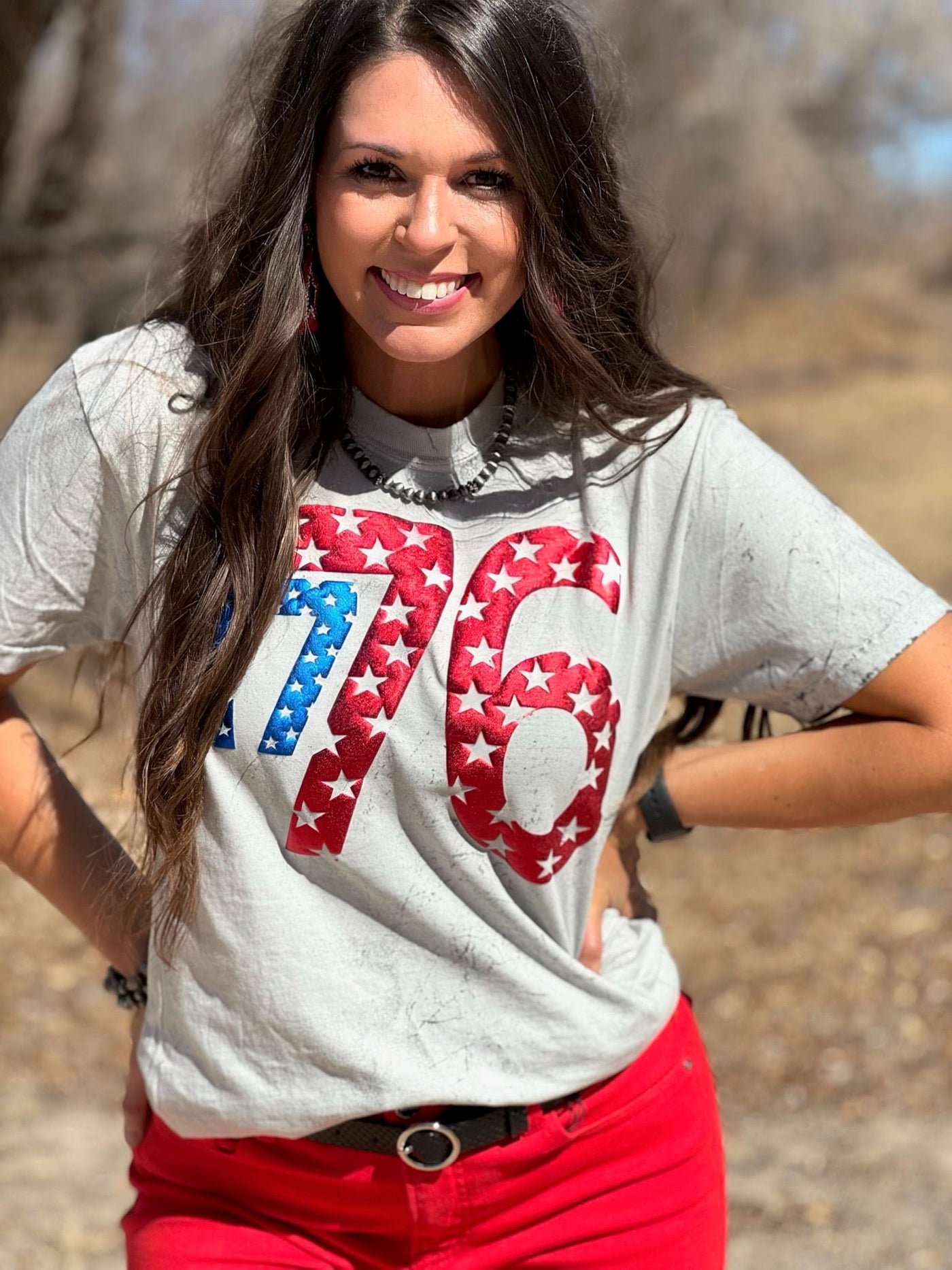 1776 in Metallic Puff with Stars Tee🩷