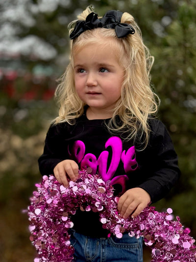 Love in Metallic Pink Puff on Youth Sweatshirt🩷