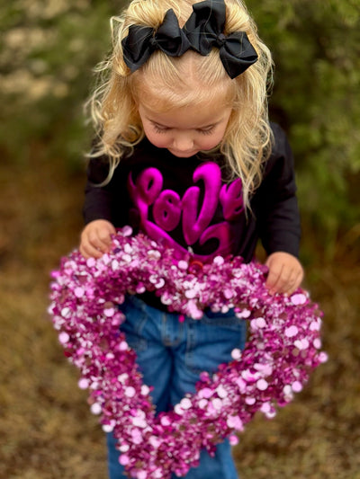 Love in Metallic Pink Puff on Youth Sweatshirt🩷