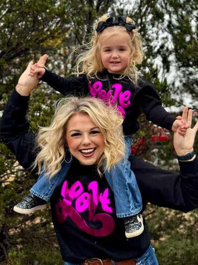 Love in Metallic Pink Puff on Youth Sweatshirt🩷