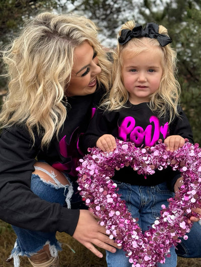 Love in Metallic Pink Puff on Youth Sweatshirt🩷