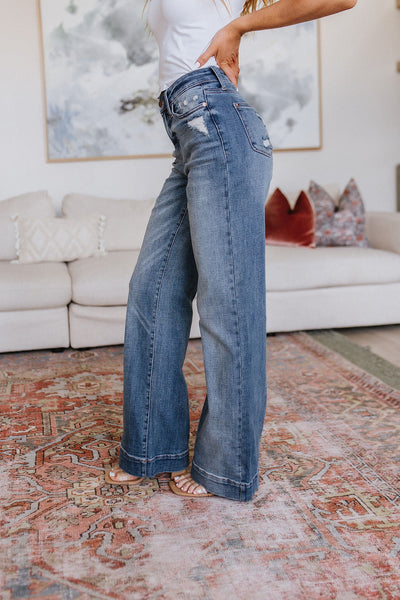 Judy Blue Katrina High Waist Distressed Denim Trousers🩷