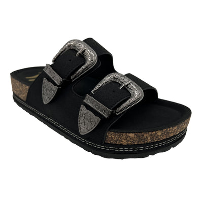 Mickie Western Slides in Black💗