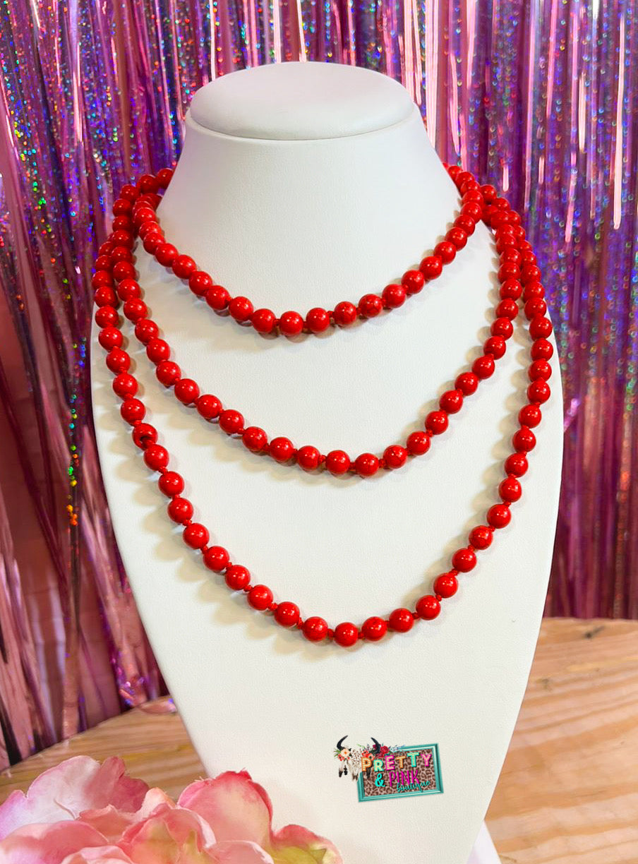 Red Endless Beads Necklace