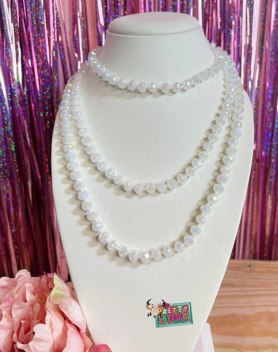 White Endless Beads Necklace
